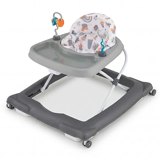SUGIFT Foldable Baby Walker Gray with Removable Feeding Tray and Shape Sorter Toys