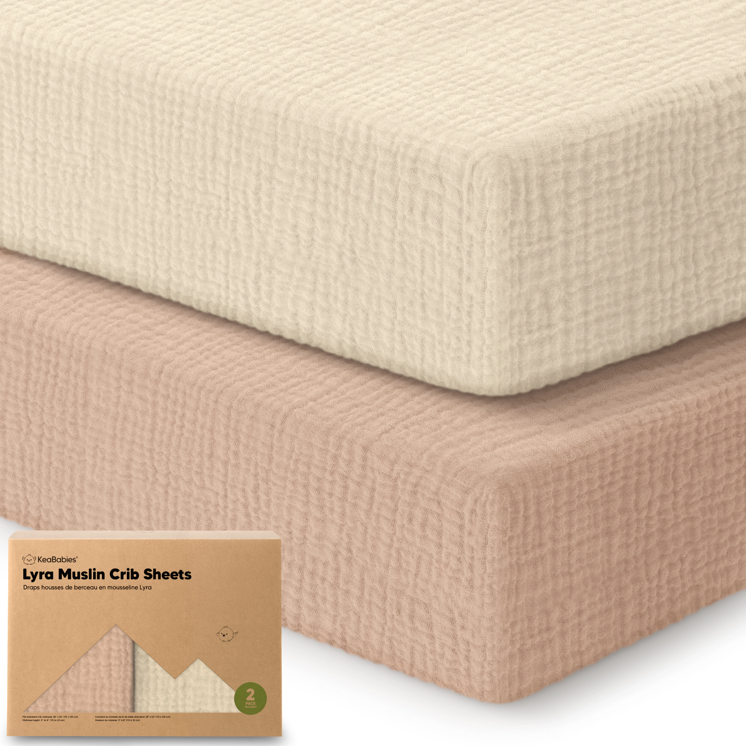 KeaBabies 2-Pack Lyra Muslin Crib Sheets