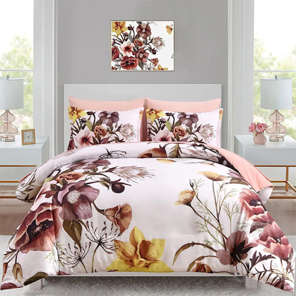 Luxe Furnishings Unisex King Blush Elegant Floral Bedding Set