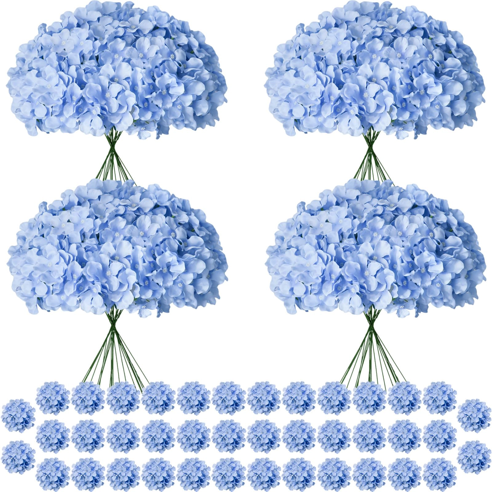PUPWE Artificial Hydrangea Flowers Bulk Stems
