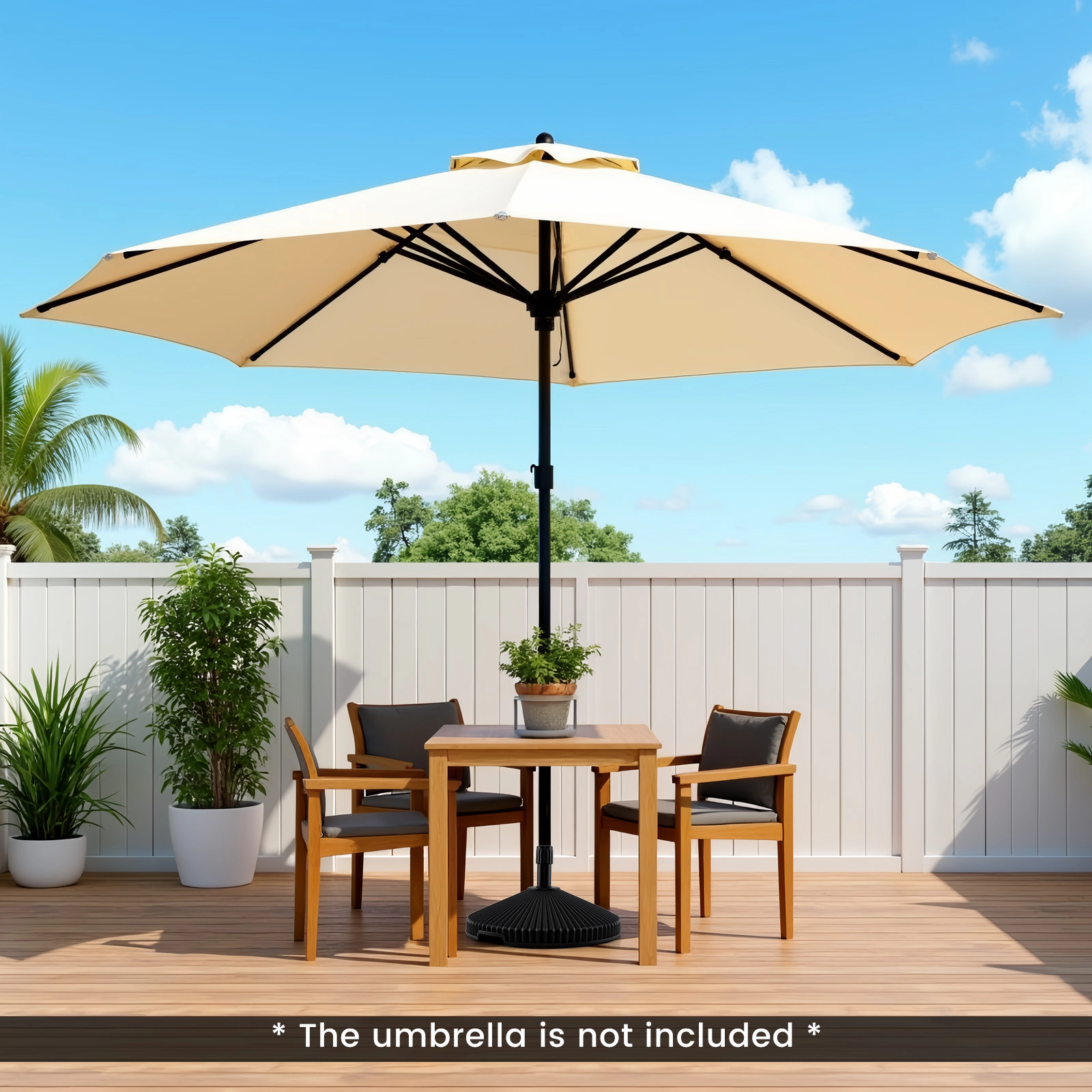 Slickblue Fillable Patio Umbrella Base with Metal Holder and 3 Adapters Black