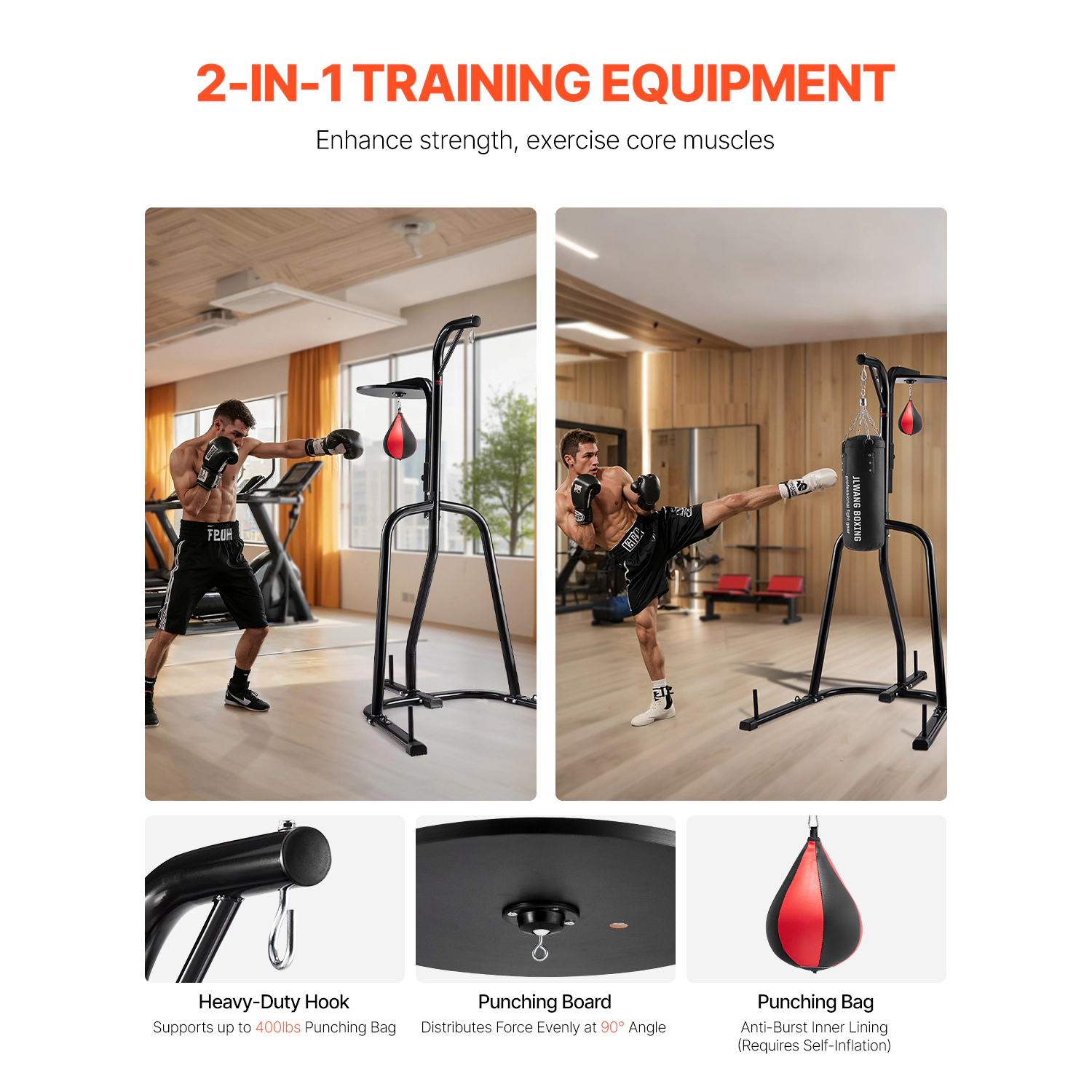 HONGGE Heavy Duty Steel Punching Bag Stand Freestanding Sandbag Rack Holds Up to 140 lbs for Home Gym
