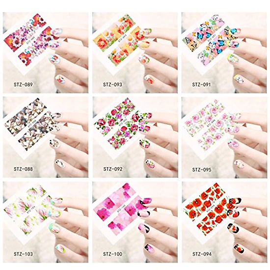 Wrapables Flowers Water Slide Nail Art Decals Water Transfer Nail Decal Sheets (50 sheets)