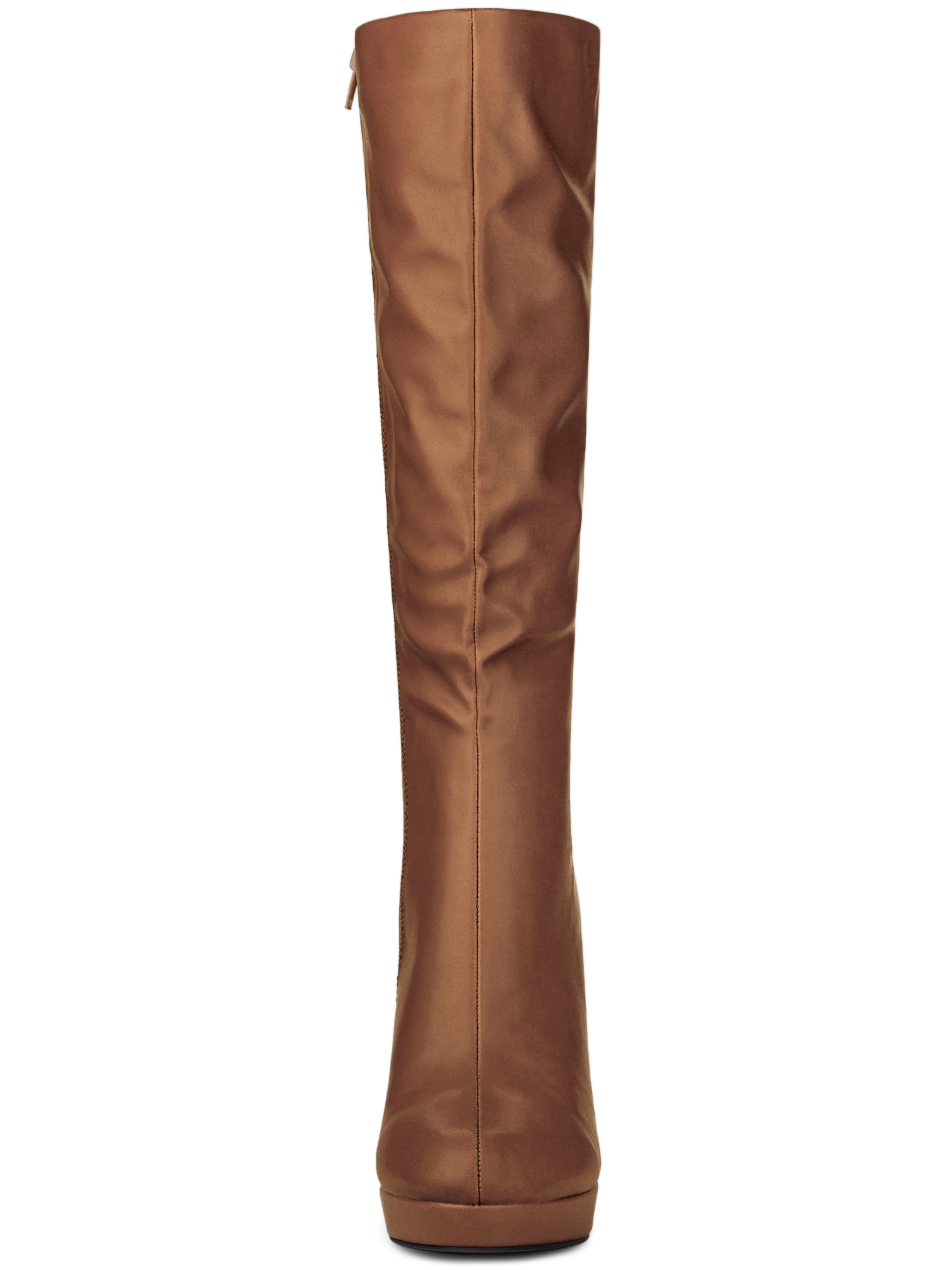 BLISSFUL STEP Women's Chunky Heel Round Toe Platform Knee High Boots