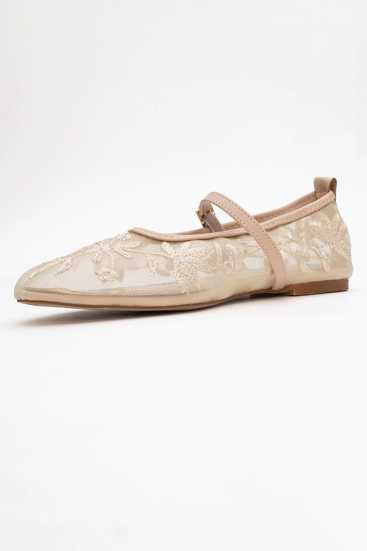 Prologue Shoes Womens Juny Mesh Floral Embroidery Ballet Flat