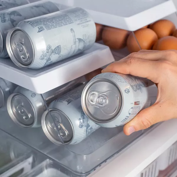 OU Soda Can Organizer for Refrigerator, Clear Rolling Can Dispenser for Fridge / Pantry, BPA Free Soda Can Rack