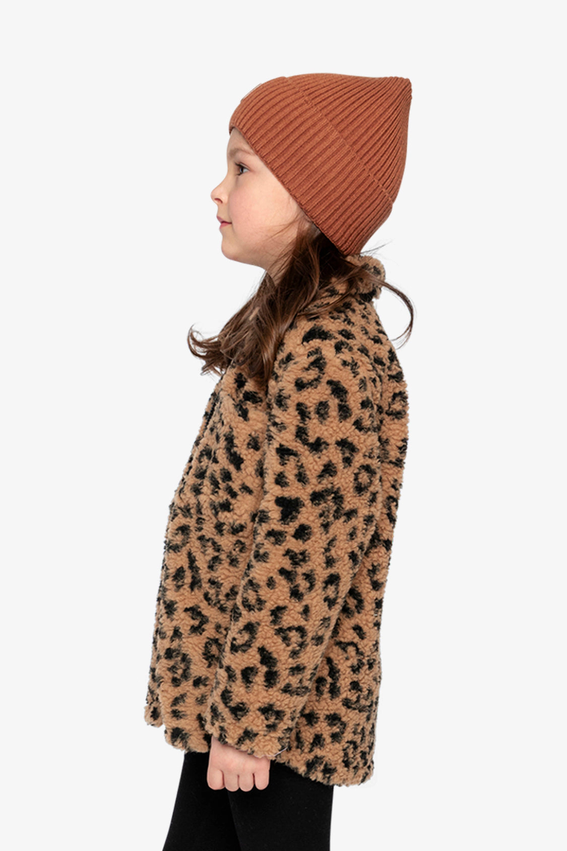 Deux par Girls Leopard Print Zipped Sherpa Overshirt with Chest Pockets