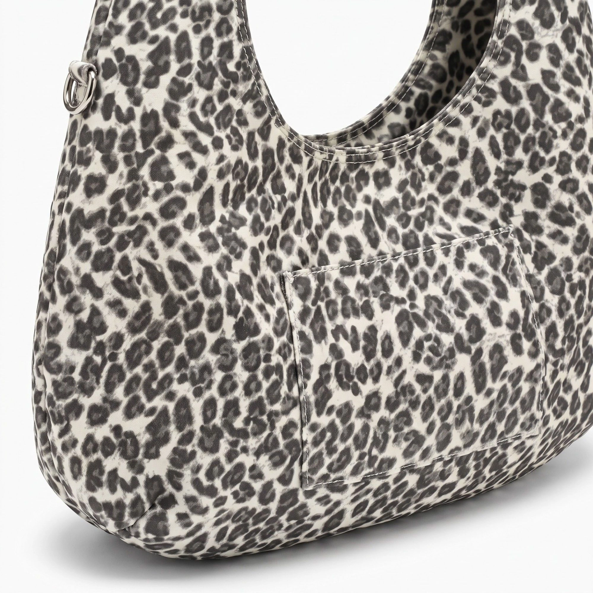 Alilang Women's Leopard Print Hobo Tote Bag with Wide Shoulder Strap and Exterior Pocket 12.5x8x0.4in