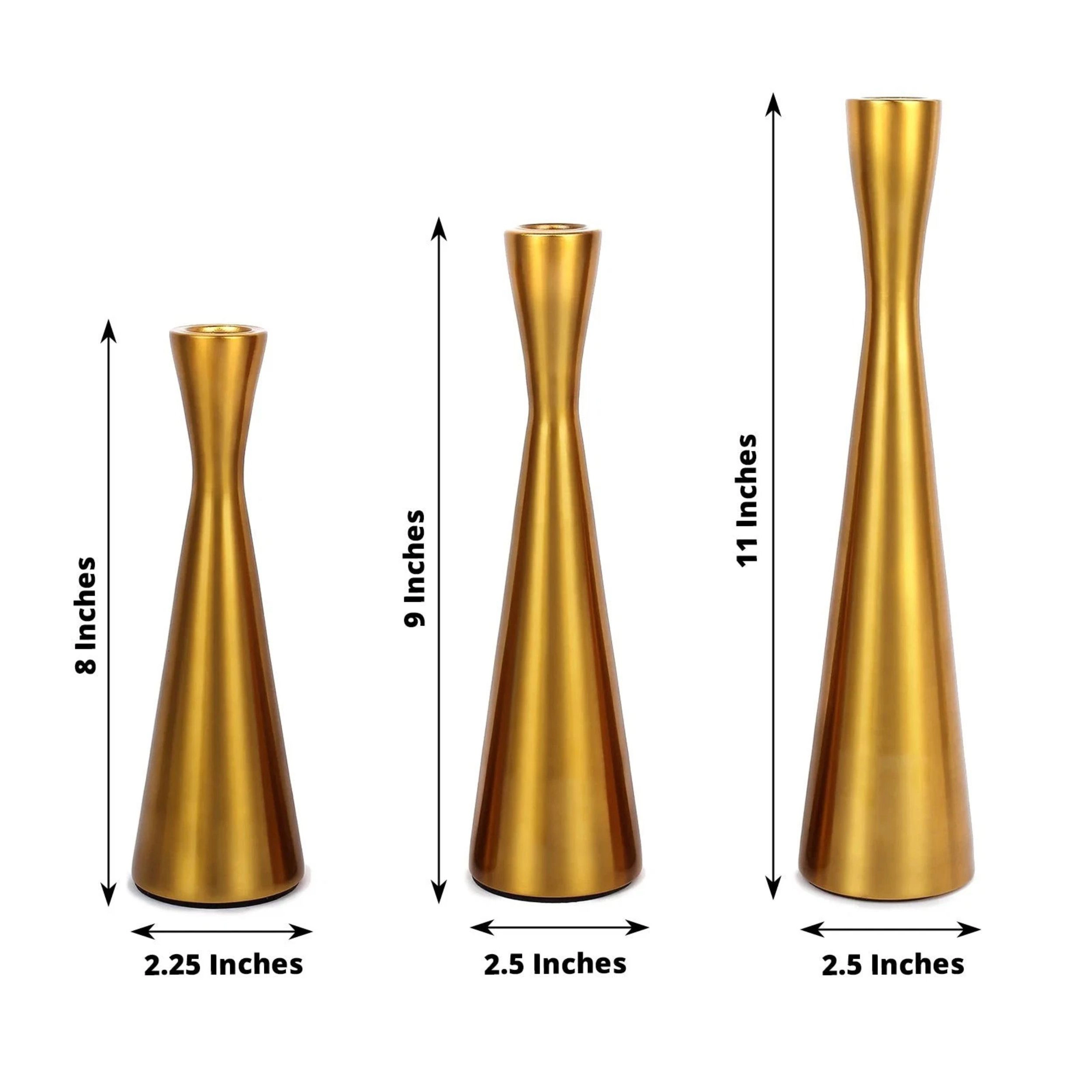 Home Collection Set of 3 Hourglass Metal Taper Candle Holders
