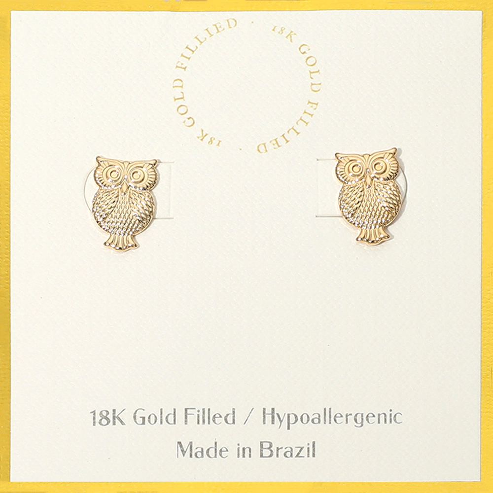 FASHNZFAB 18K Gold Filled Hypoallergenic Owl Stud Earrings