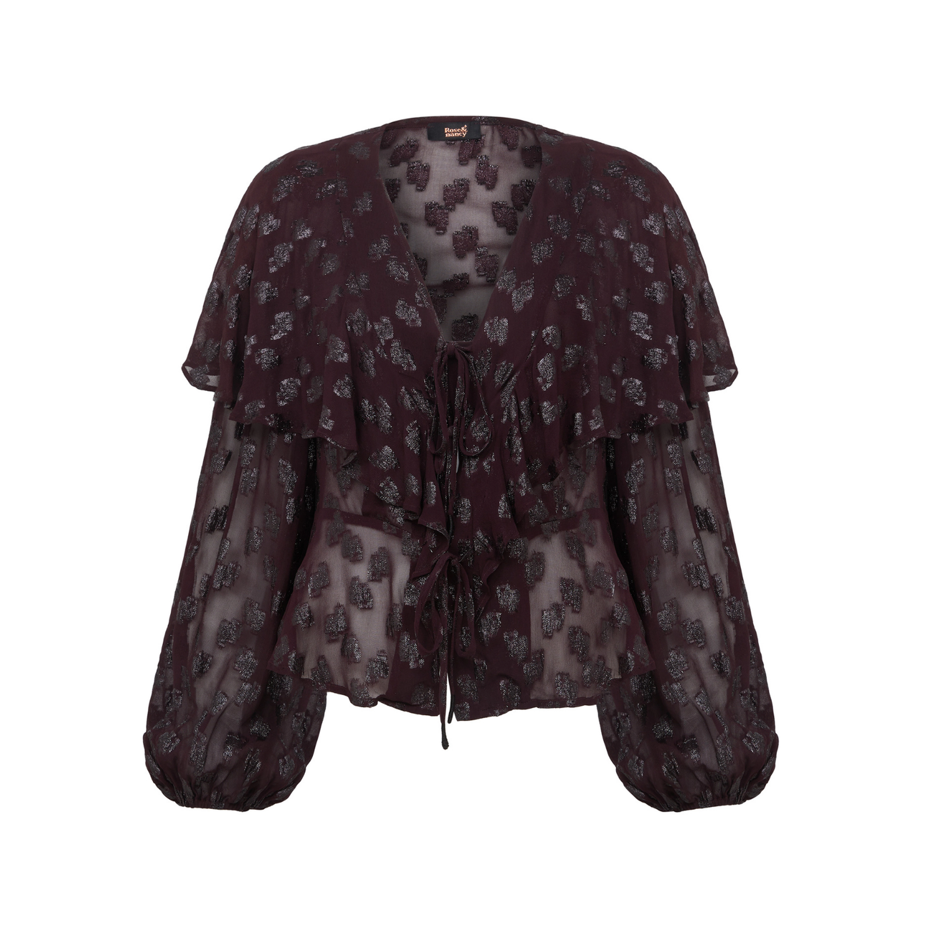 Rose & Nancy Women's Willow Burgundy Frill Blouse
