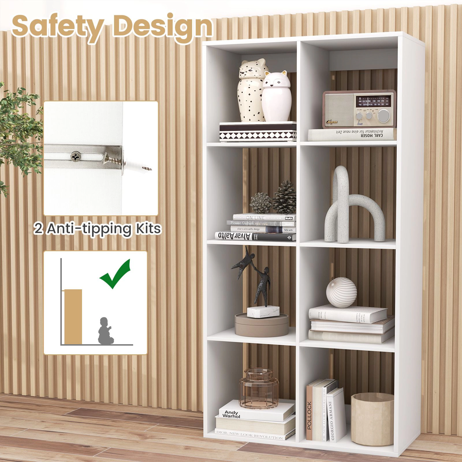 Slickblue 8 Cube Storage Organizer with Open Back Shelves