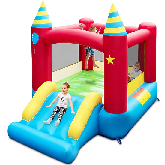 SUGIFT Inflatable Bounce Castle with Slide 81-in Tall Frame 200-lb Total Capacity Ages 3-12 Excluded Blower