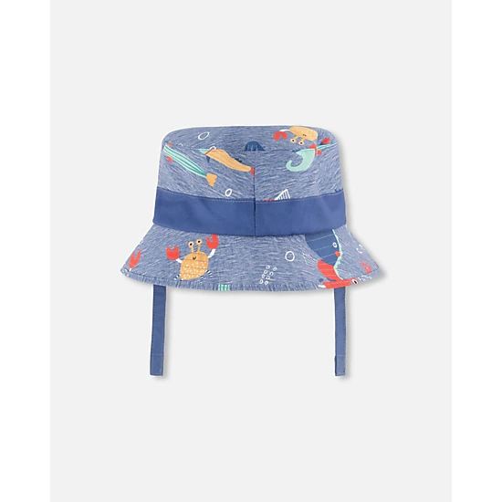 Deux par Deux Boys Recycled Polyester Beach Hat Marine Animal Print