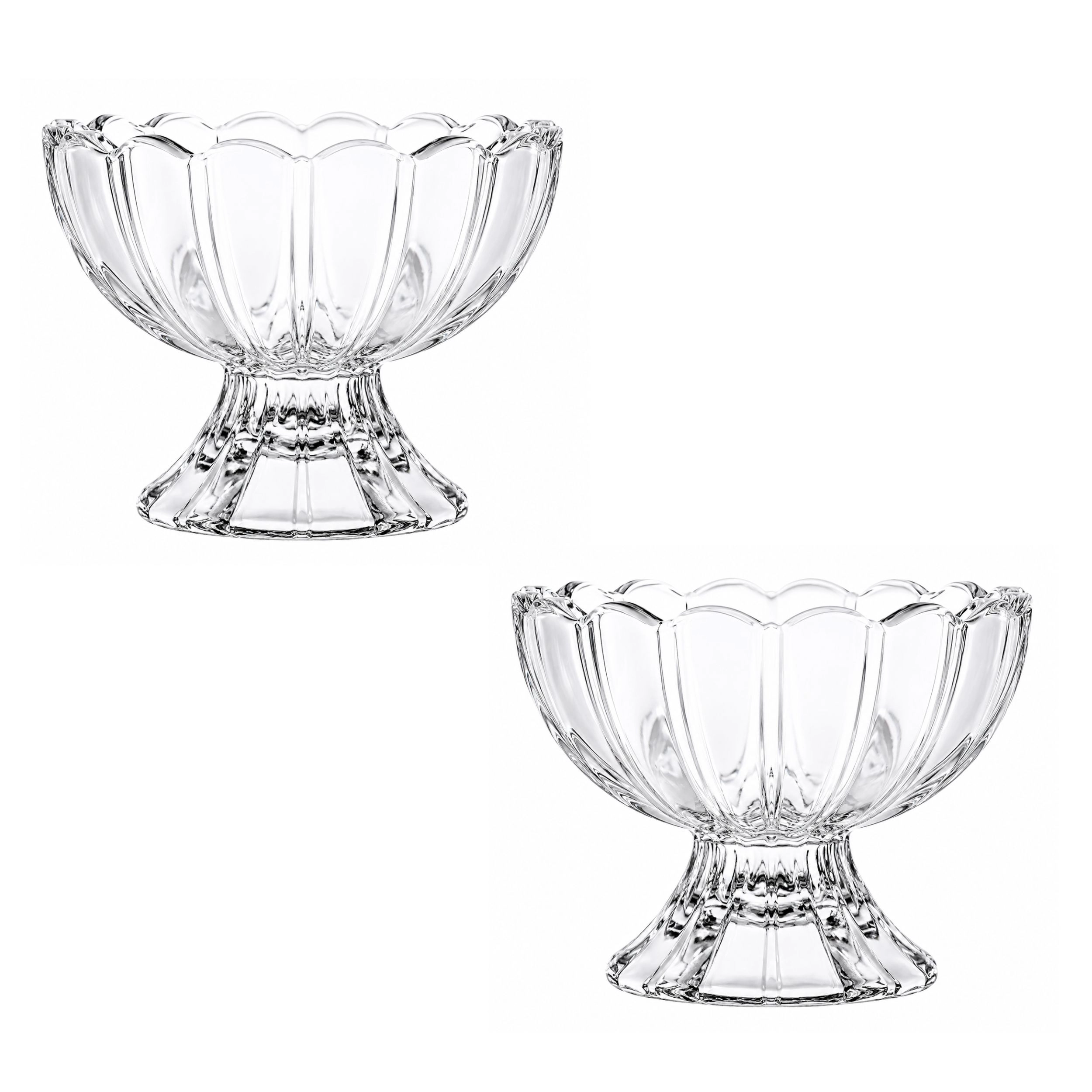 Stock Preferred Pack of 2 5oz Vintage Glass Dessert Bowls with Heavy Base