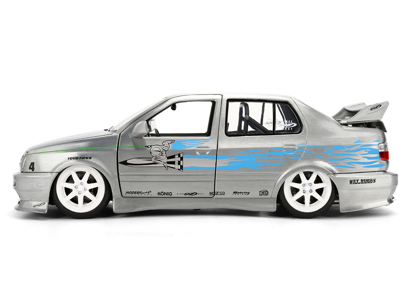 Jada Volkswagen Jetta Raw Metal Color Brush Finish "The Fast and the Furious" (2001) Movie "25 Years of Fast &