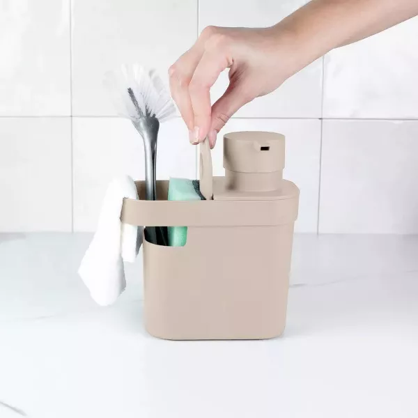 OU Kitchen Sink Organizer 3pc Set - Dish Drying Rack, Cutlery Drainer & Soap Dispenser Caddy w/ Sponge Holder