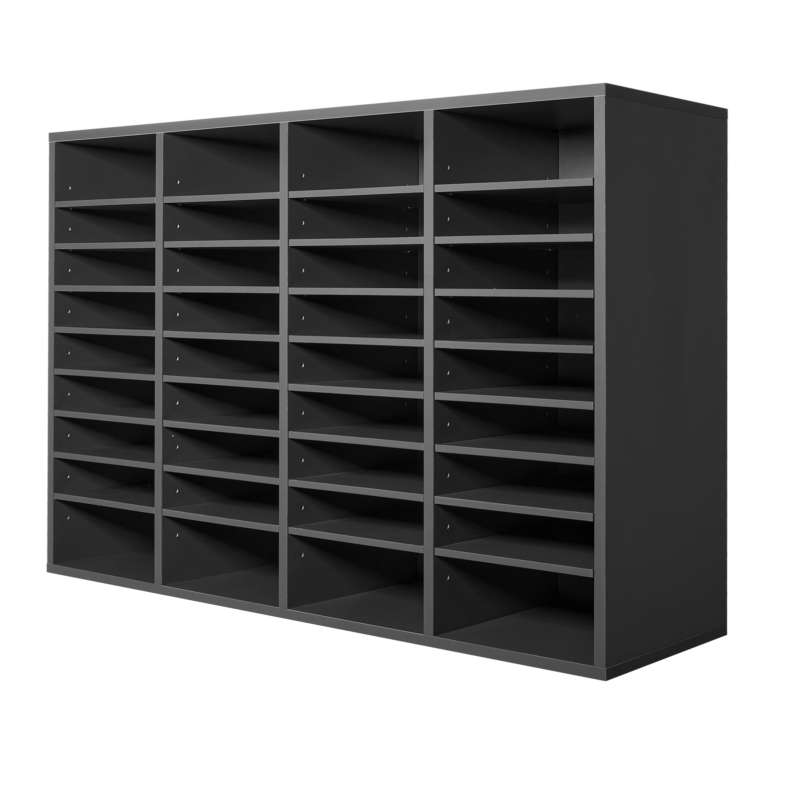 HONGGE 36-Slot Wood Literature Organizer, Adjustable Shelves, Large Mail Sorter for Files, Documents, Papers, Grey