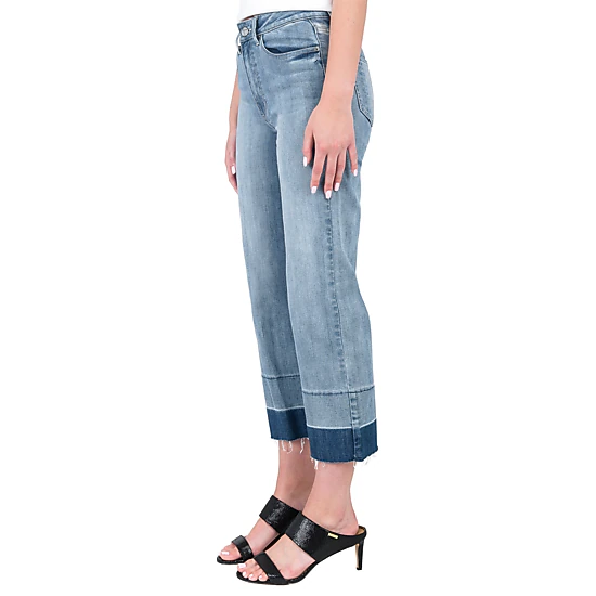 Standards & Practices Women's Undone Raw Hem Frayed Cropped Premium Ankle Jeans