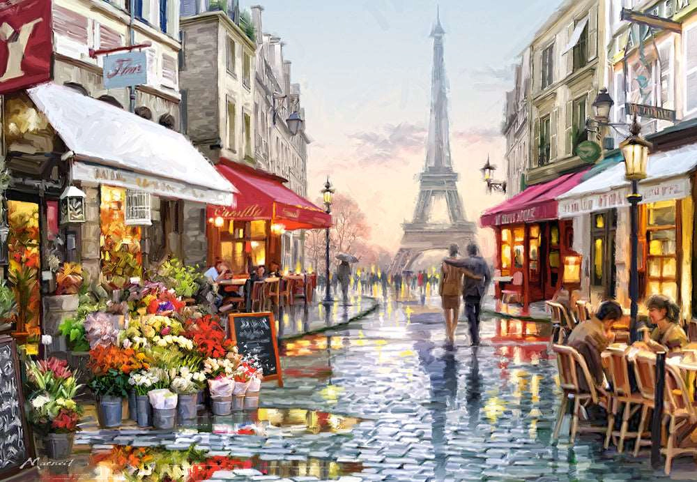 CASTORLAND 1500 Piece Jigsaw Puzzles, Flower Shop, Street of Paris, France, Eiffel Tower, Adult Puzzles, C-151288-2