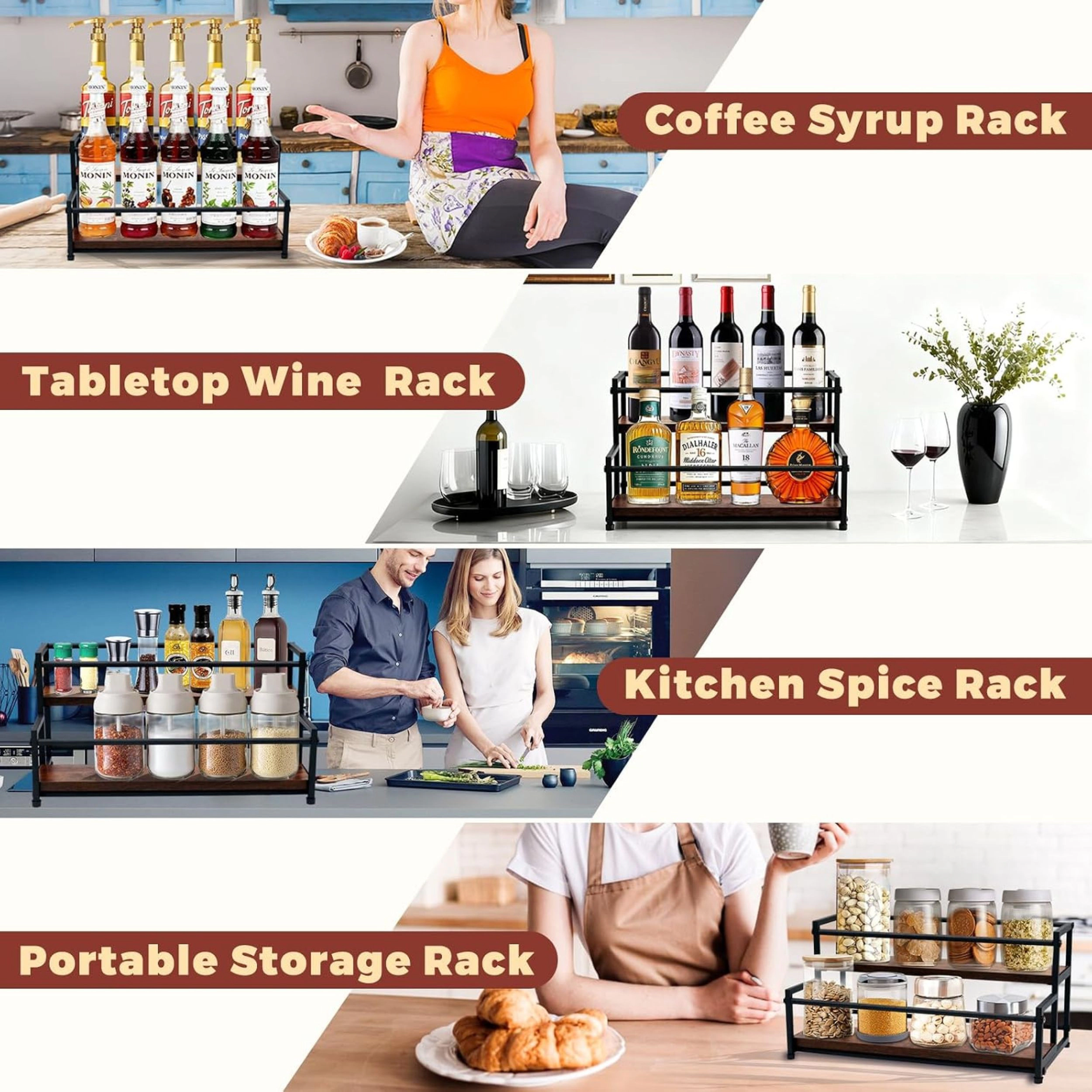 Stock Preferred Metal Coffee Syrup Rack Organizer 10 Bottle Countertop Holder