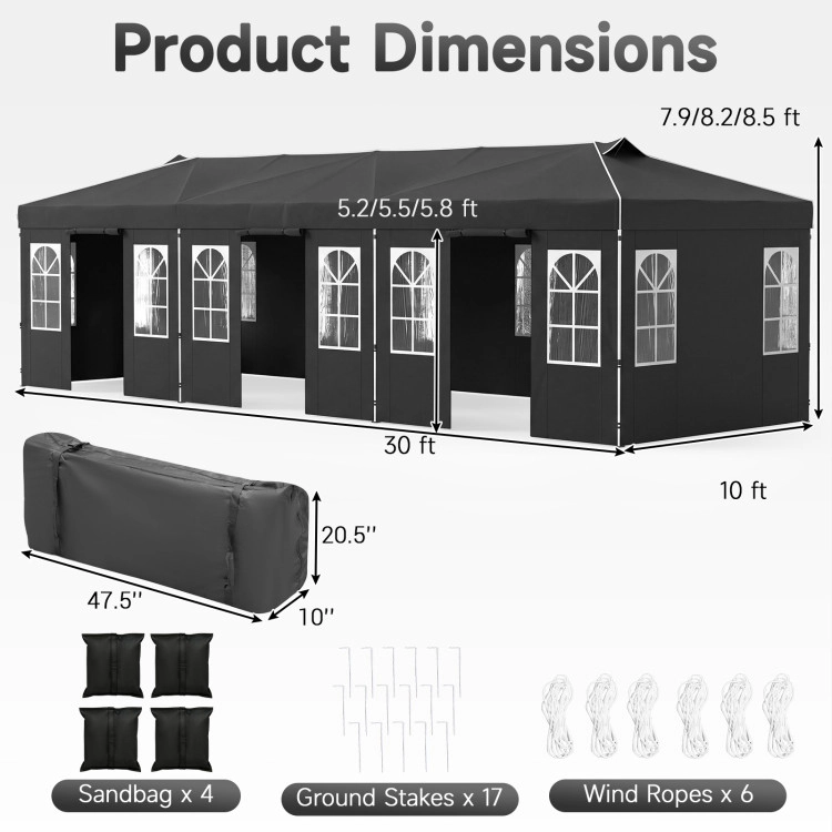 Hivvago Pop Up Canopy Tent with 8 Sidewalls and Adjustable Height
