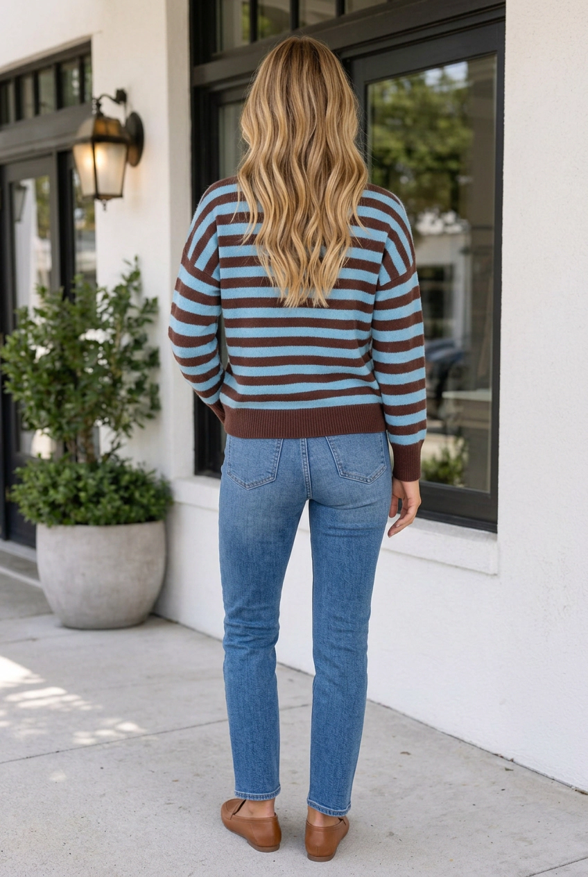 Threaded Pear Women's Palmer Block Loose Cuffed Sweater