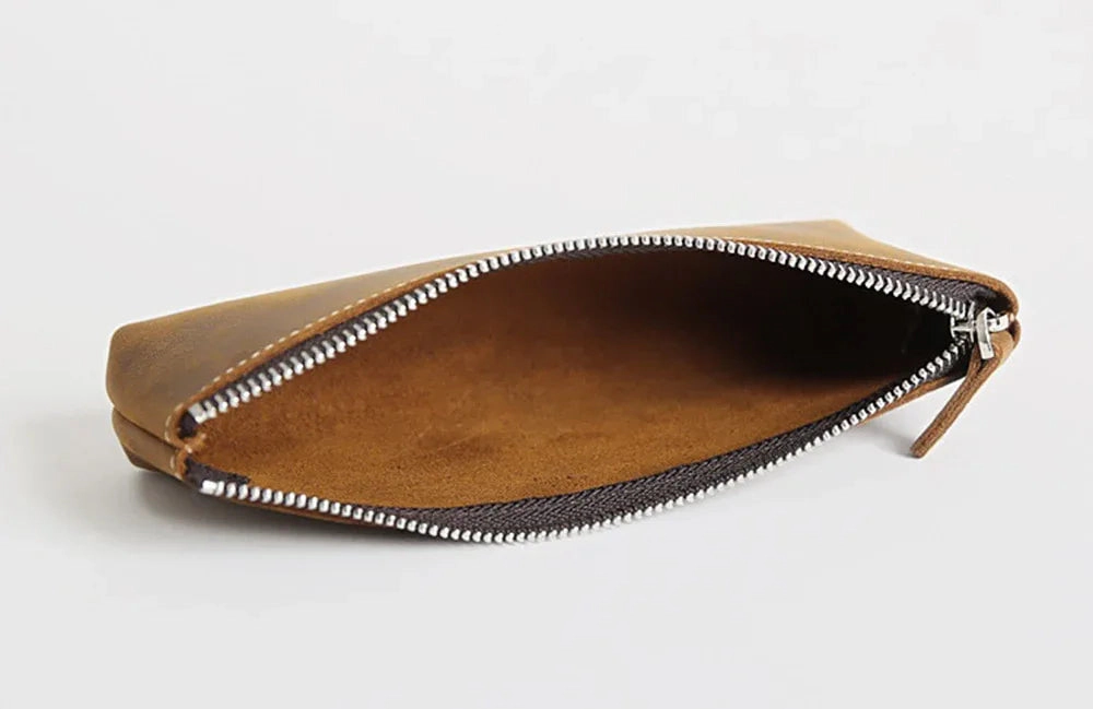 Steel Horse Leather Unisex The Pallavi | Handmade Leather Pencil Case - Leather Makeup Bag