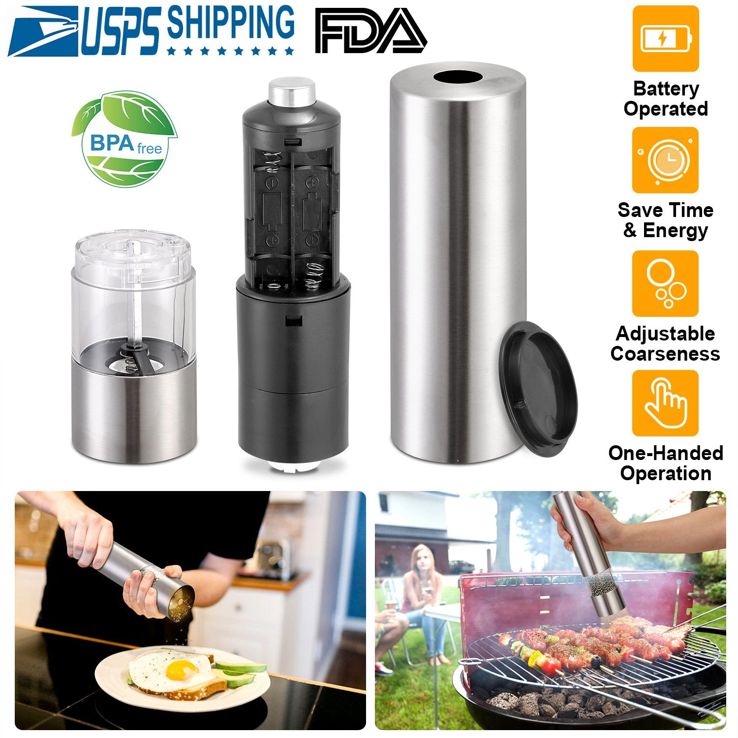 GBruno Electric Salt Pepper Grinder With Light