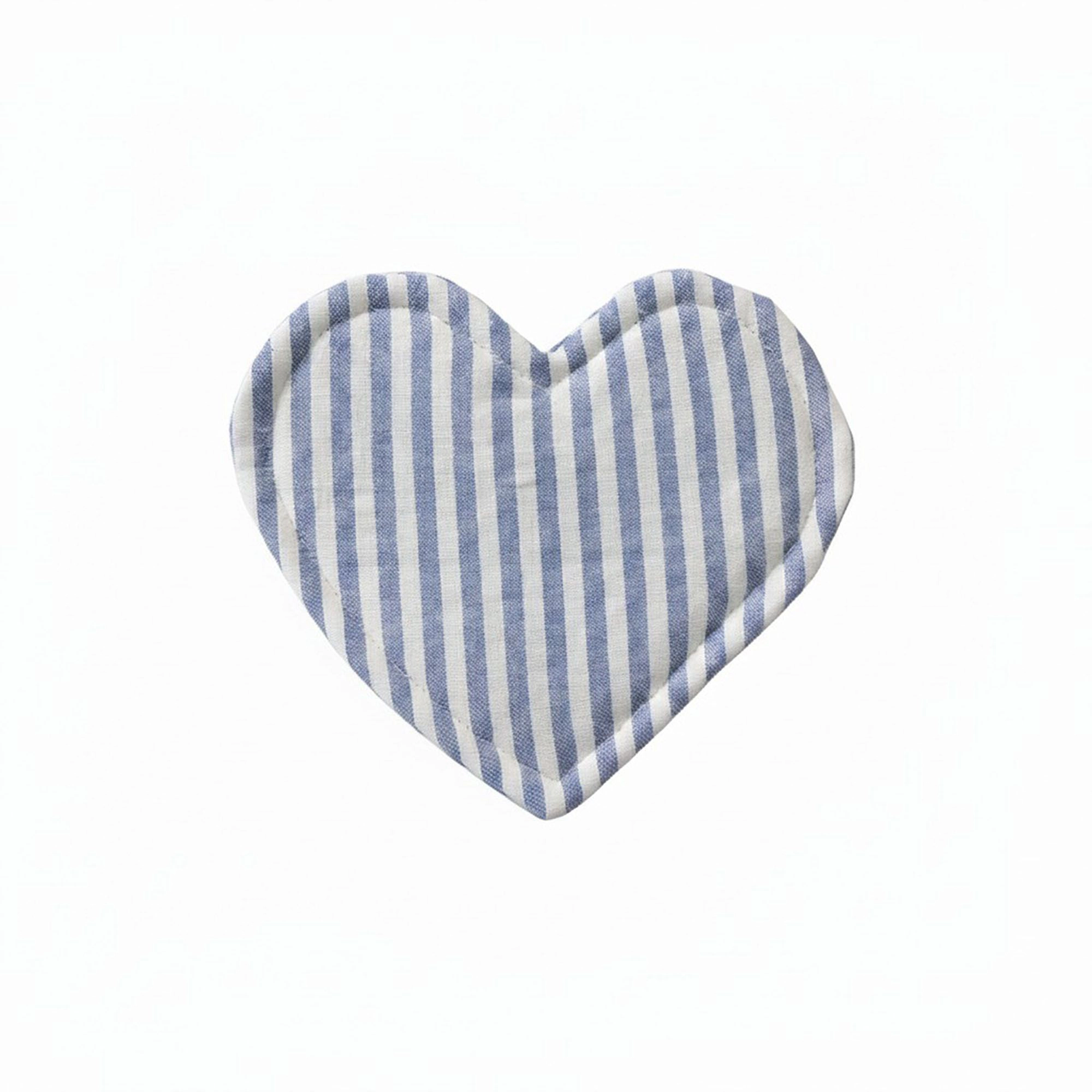 Alilang Unisex 2-PC Heart Shaped Fabric Cup Coaster with Soft Padded Design and Striped Pattern