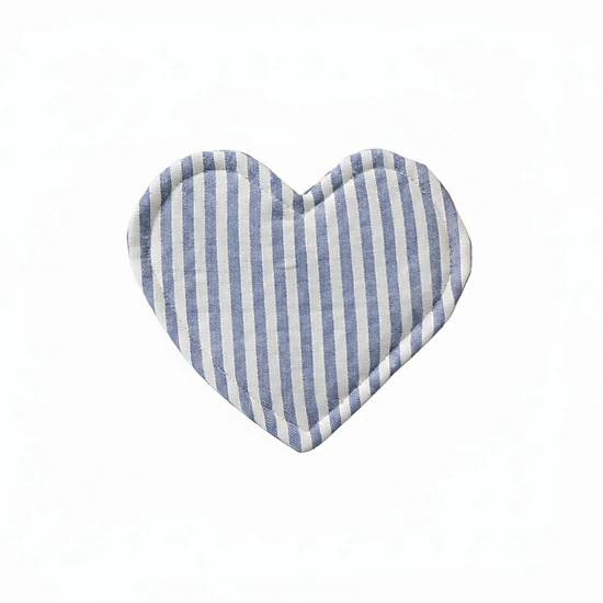 Alilang Unisex 2-PC Heart Shaped Fabric Cup Coaster with Soft Padded Design and Striped Pattern