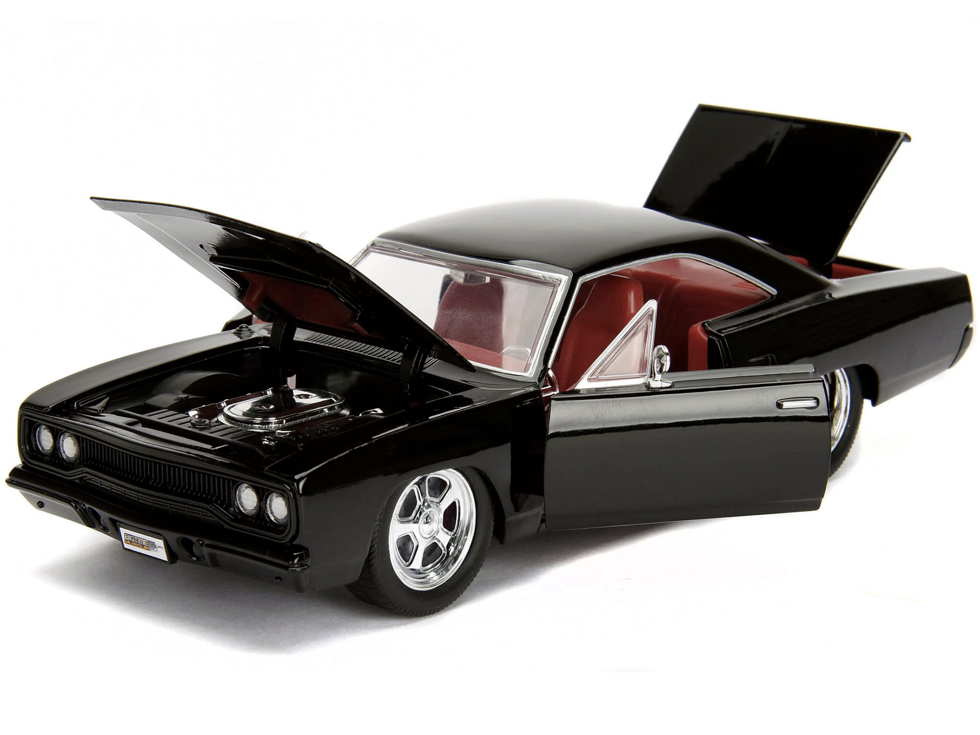 Jada 1970 Plymouth Road Runner 440 Black with Red Interior "Bigtime Muscle" Series 1/24 Diecast Model Car by Jada