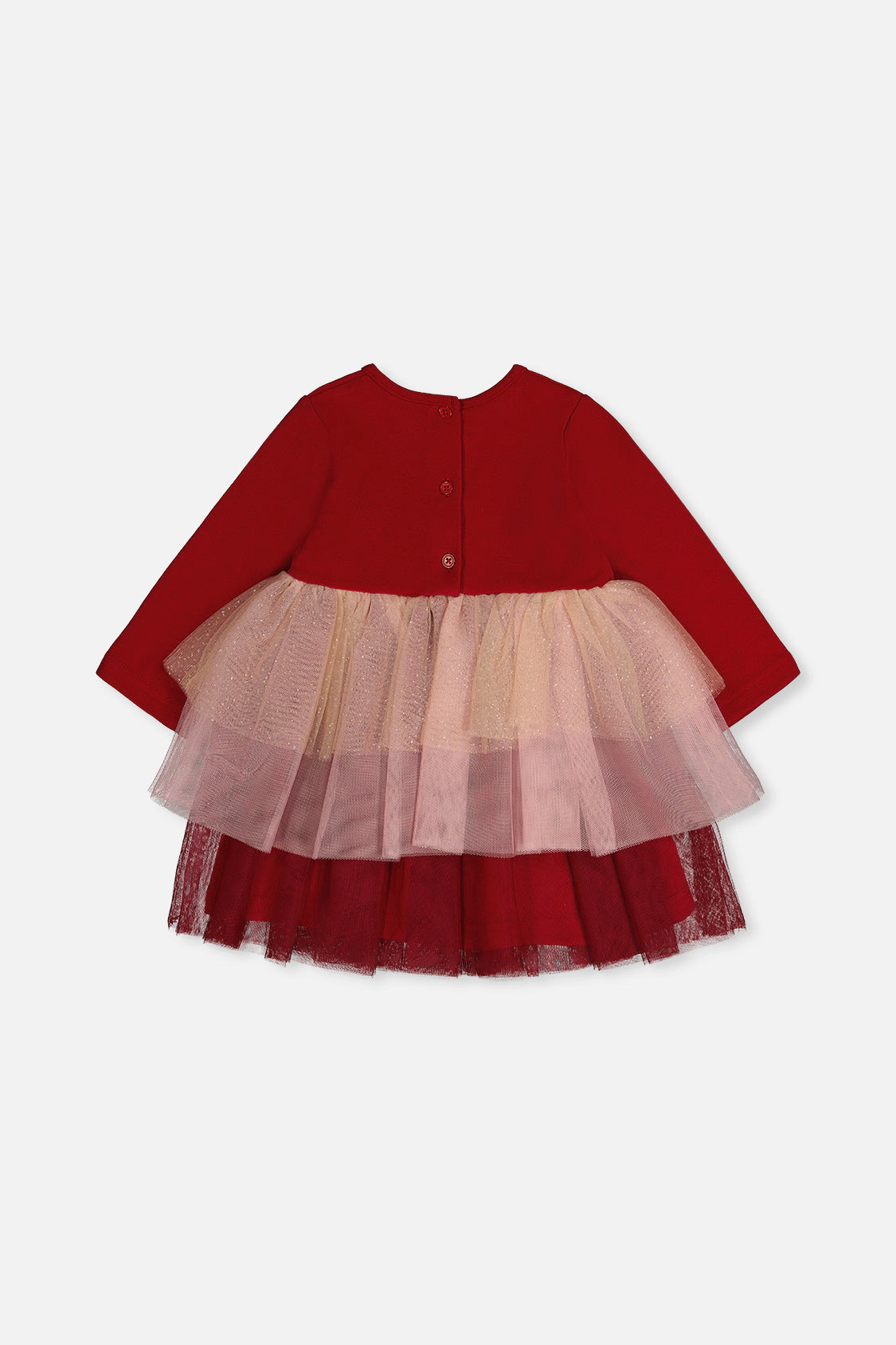 Deux par Girls Bi-Material Dress with Glittering Skirt