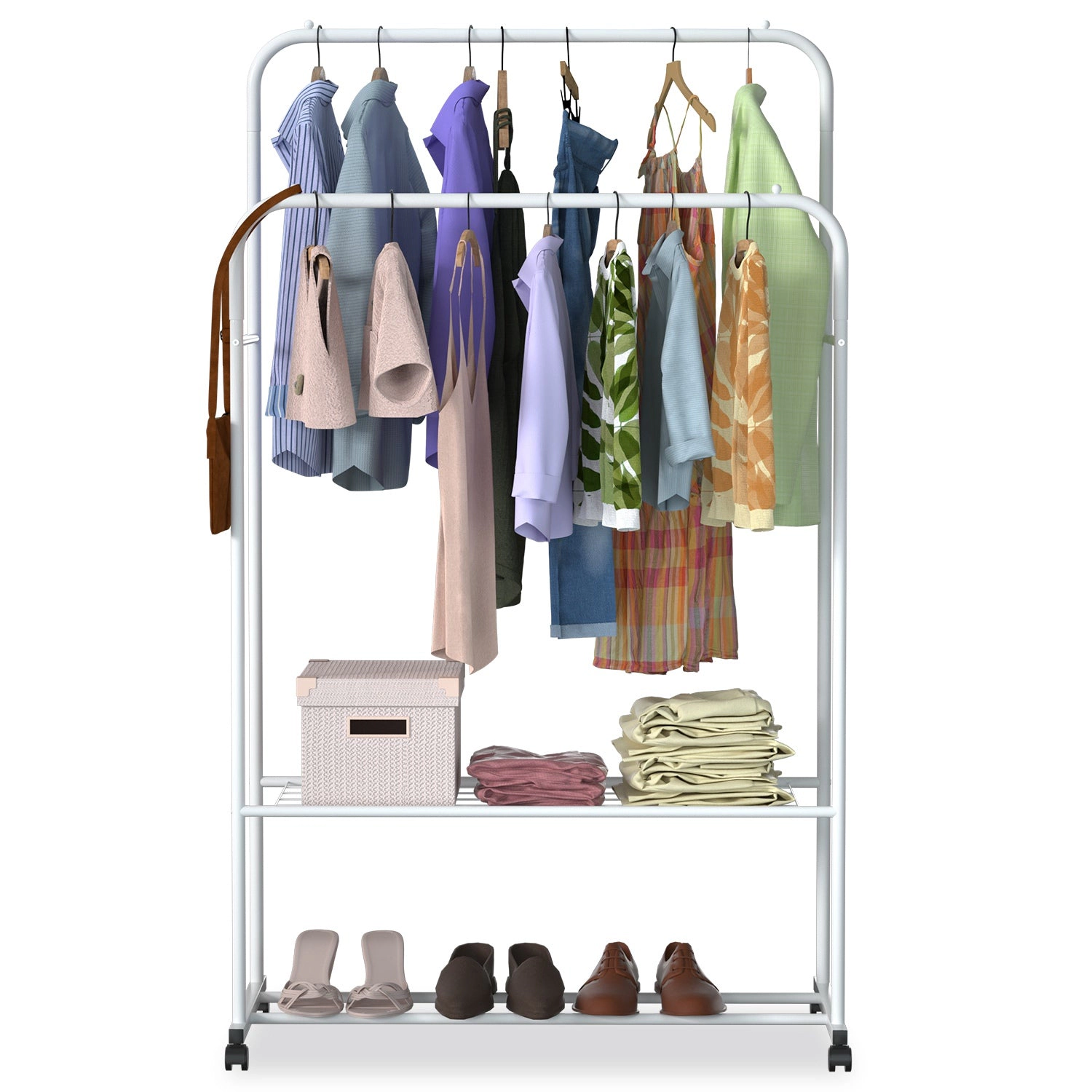 GBruno Rolling Garment Rack With Shoe Storage