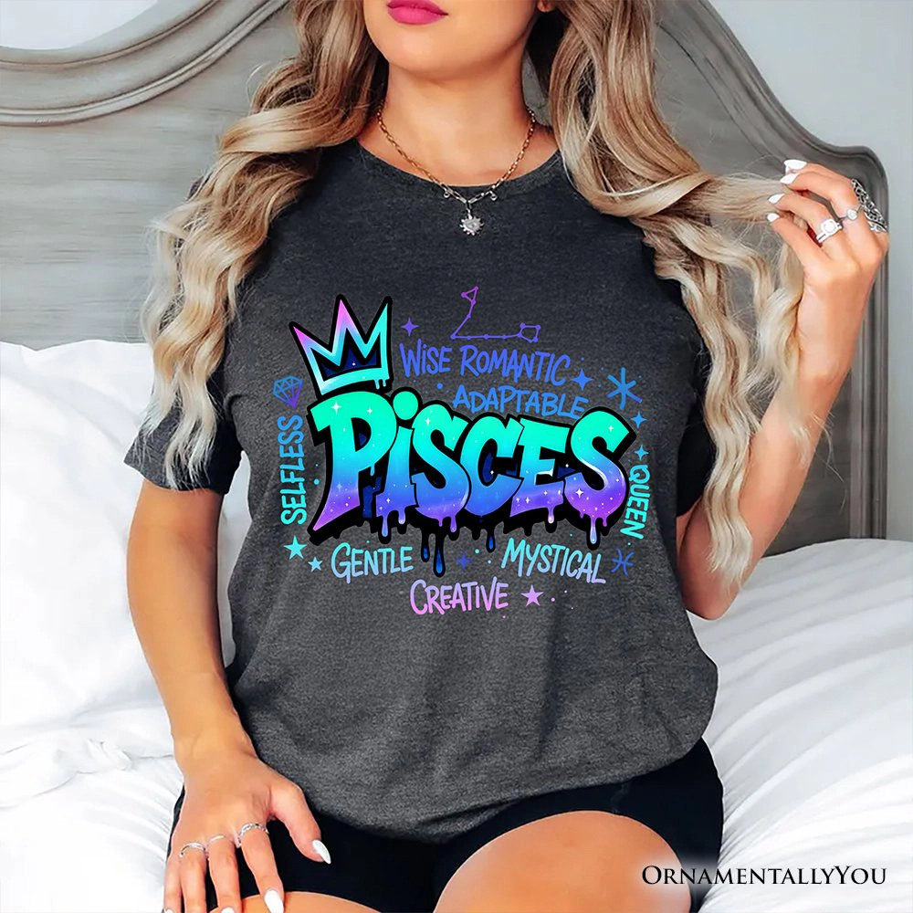 OrnamentallyYou Womens Pisces Graffiti Zodiac T-Shirt