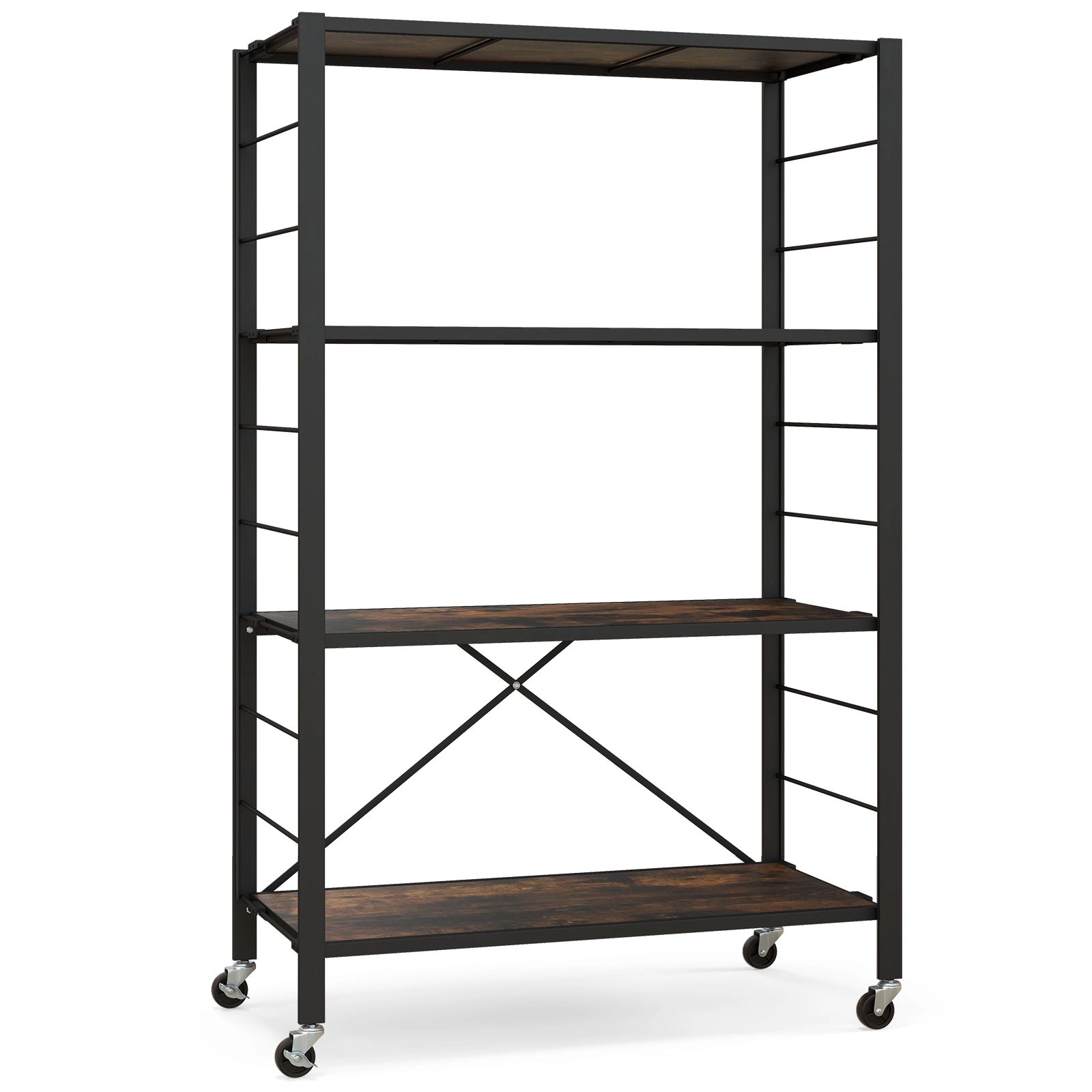Slickblue 4-Tier Adjustable Storage Shelf with Wheels, 48" Tall