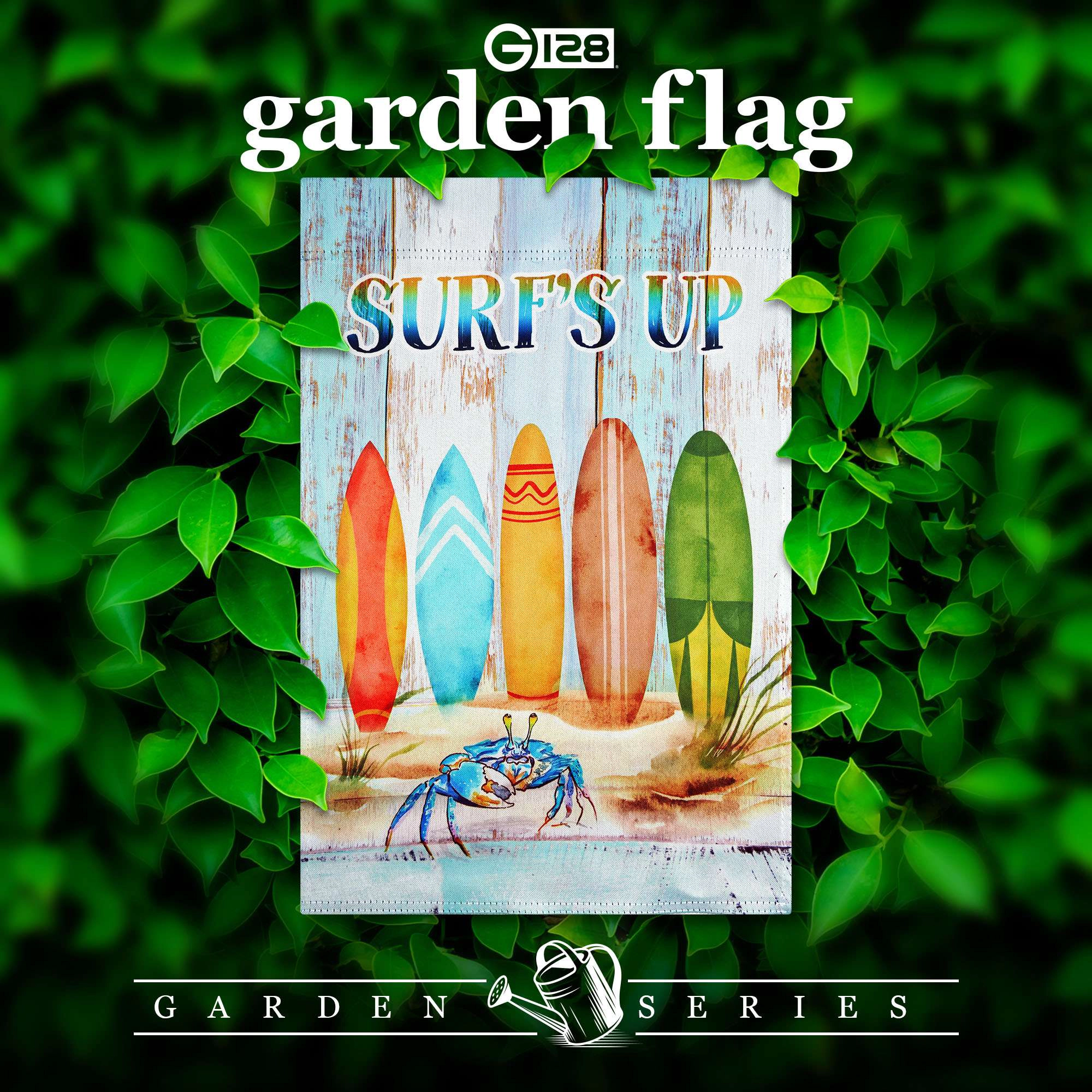 G128 Surfs Up Surfboard Beach Garden Flag 12x18 Double-Sided Summer Yard Decoration