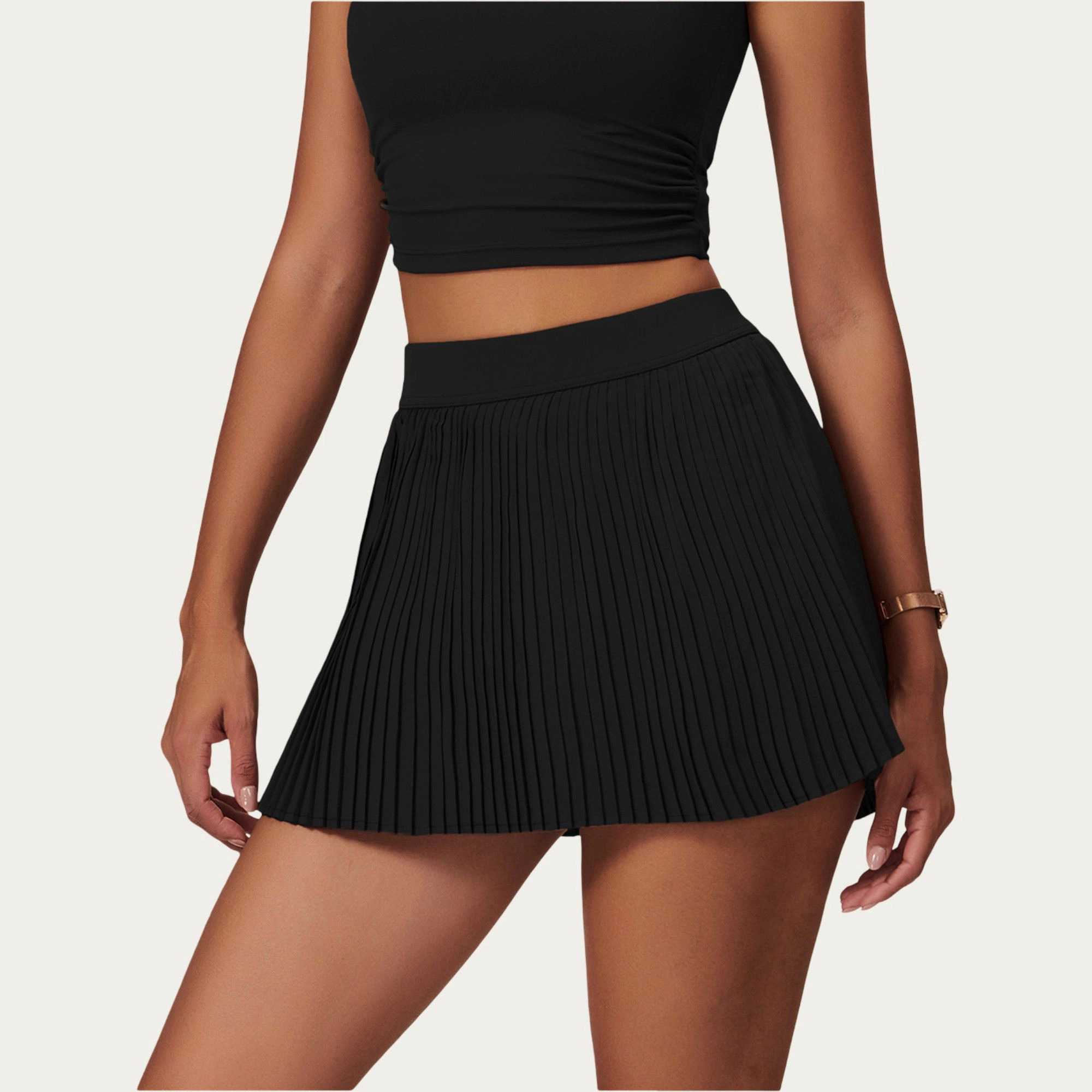 Anna-Kaci Women's Pleated Athletic Skort with Built-In Shorts and Side-Pocket
