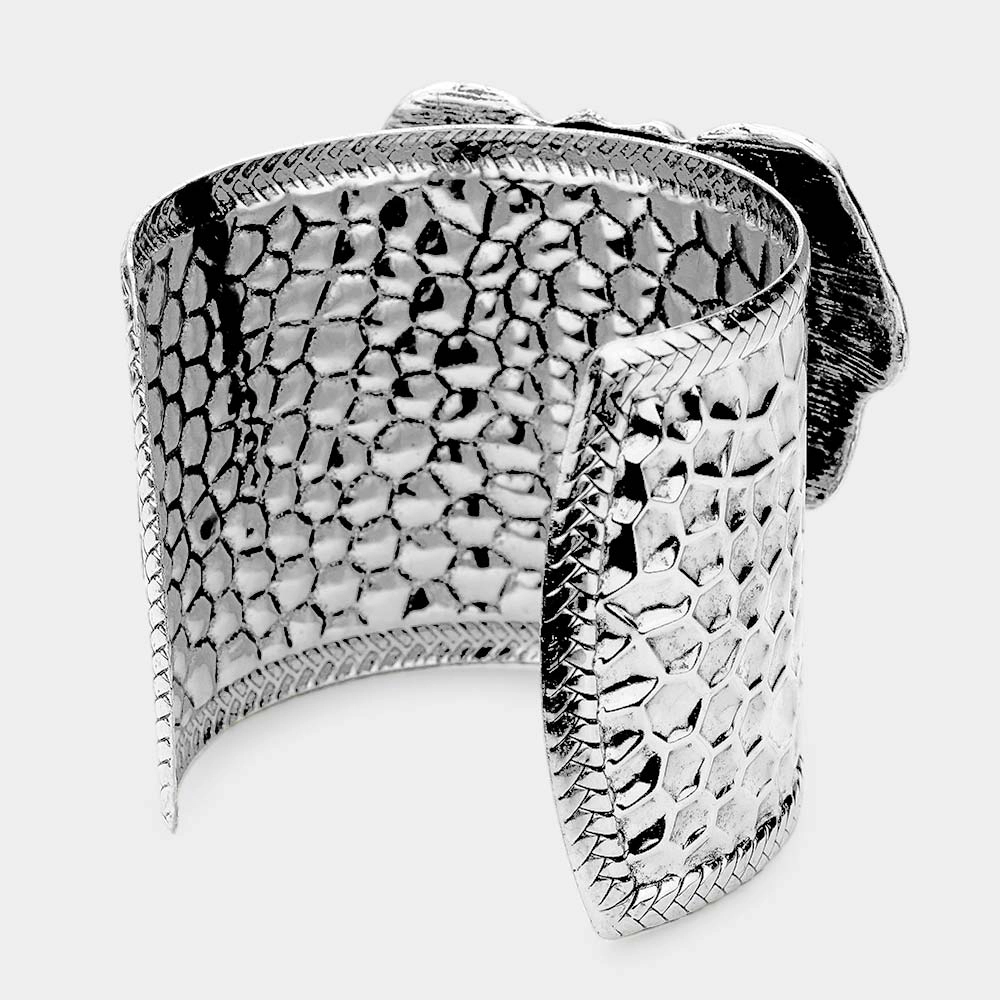 Fashnzfab Elephant Metal Cuff Bracelet - Silver