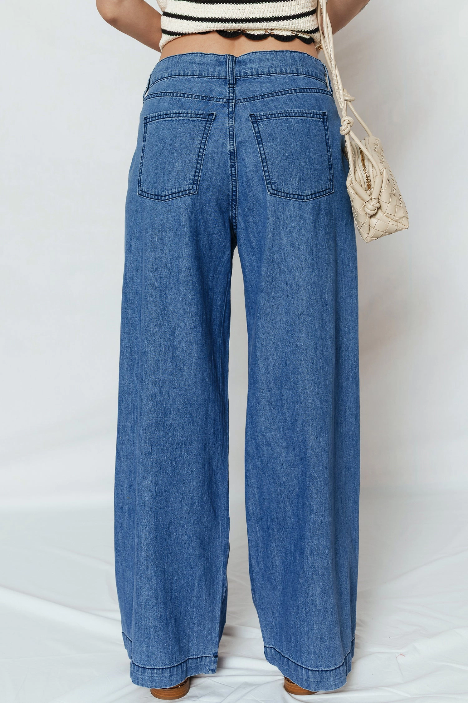 Threaded Pear Womens Oakleigh Wide Leg Jeans - Dusk Blue