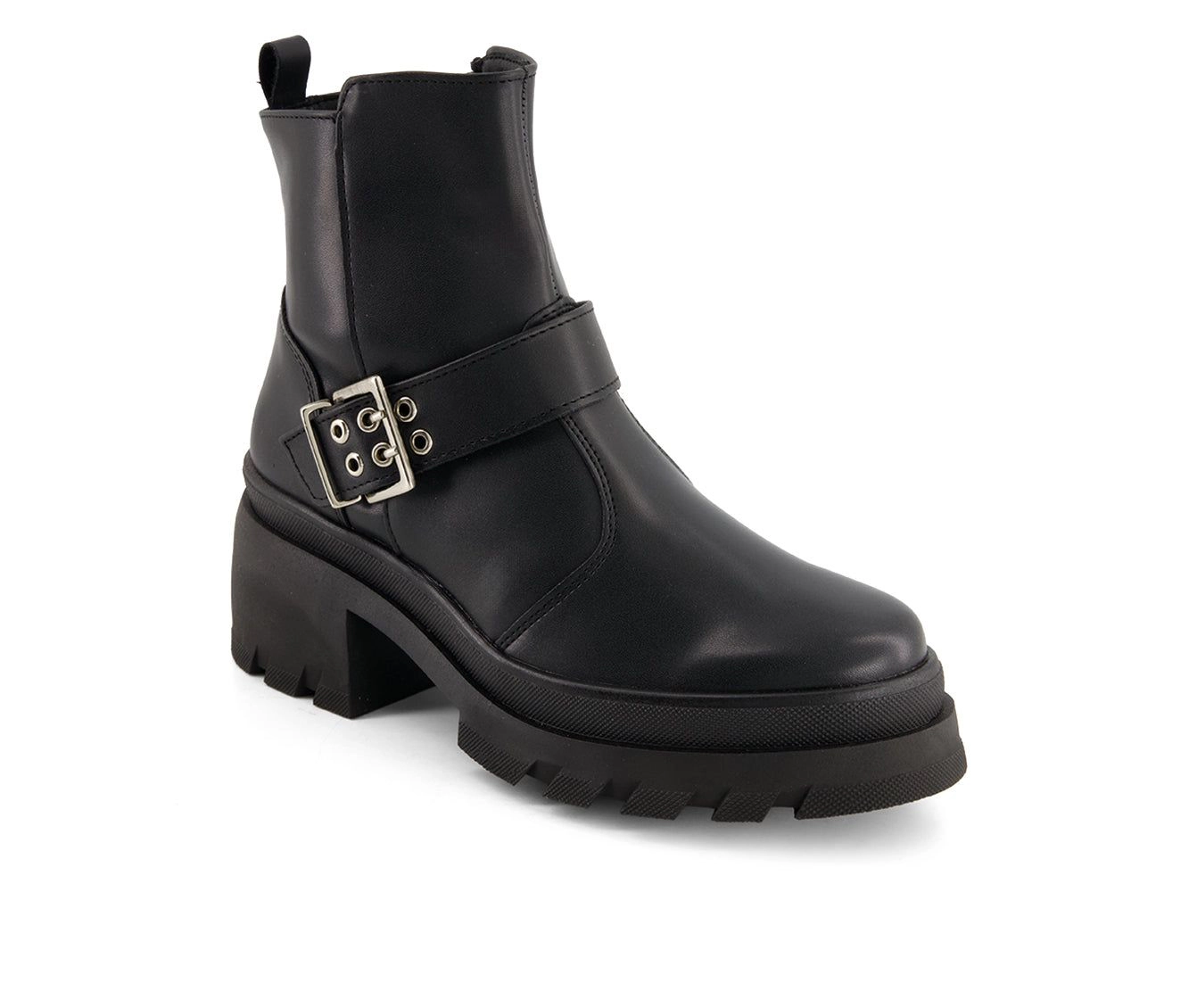 Andrea Womens Biker Boots With Buckle