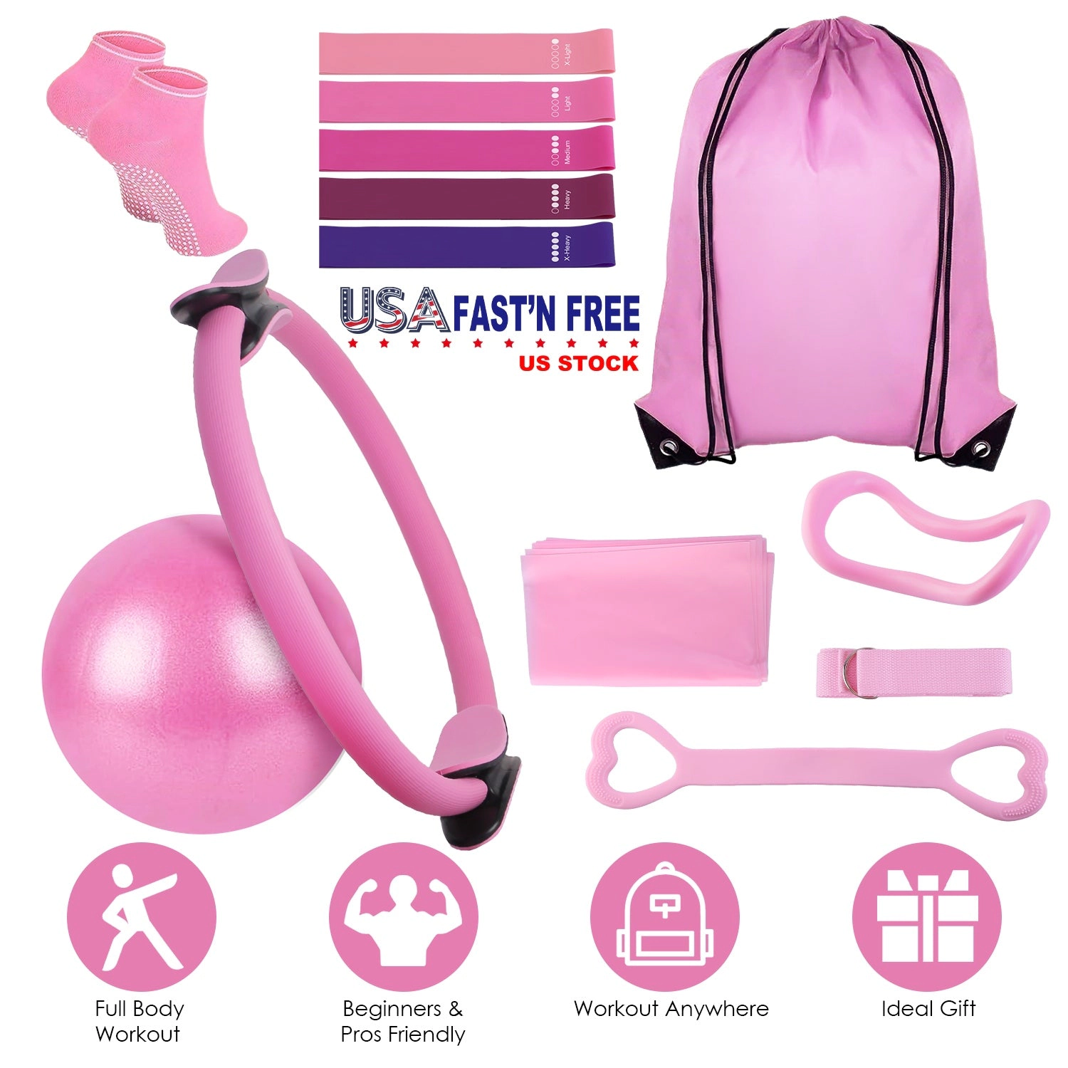 GBruno 14-Piece Pilates Ring Essentials Kit