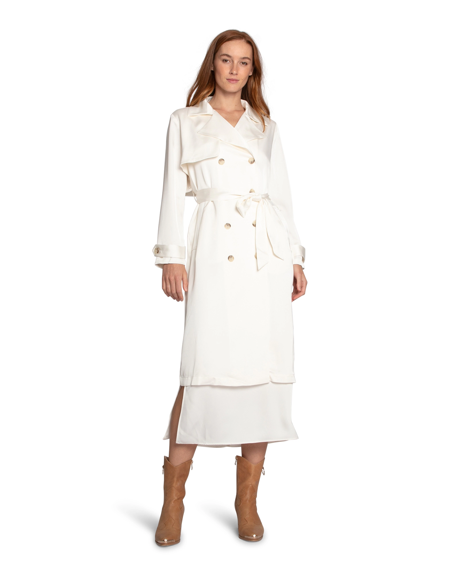 Belle & Bloom Womens Love Language Satin Trench