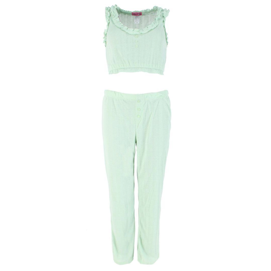 Love to Sleep Ladies Pointelle Crop Tank Pajama Set