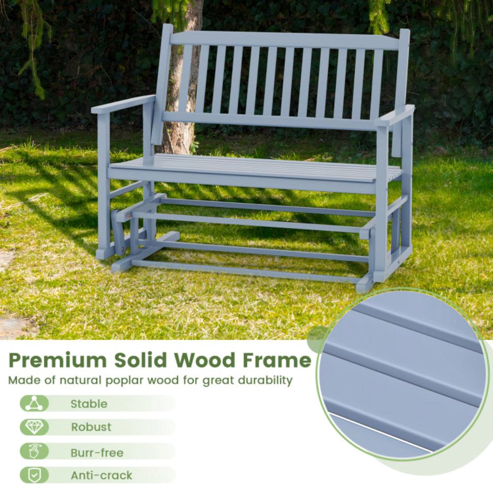 Hivvago 2 Seats Outdoor Glider Bench With Armrests And Slatted Seat