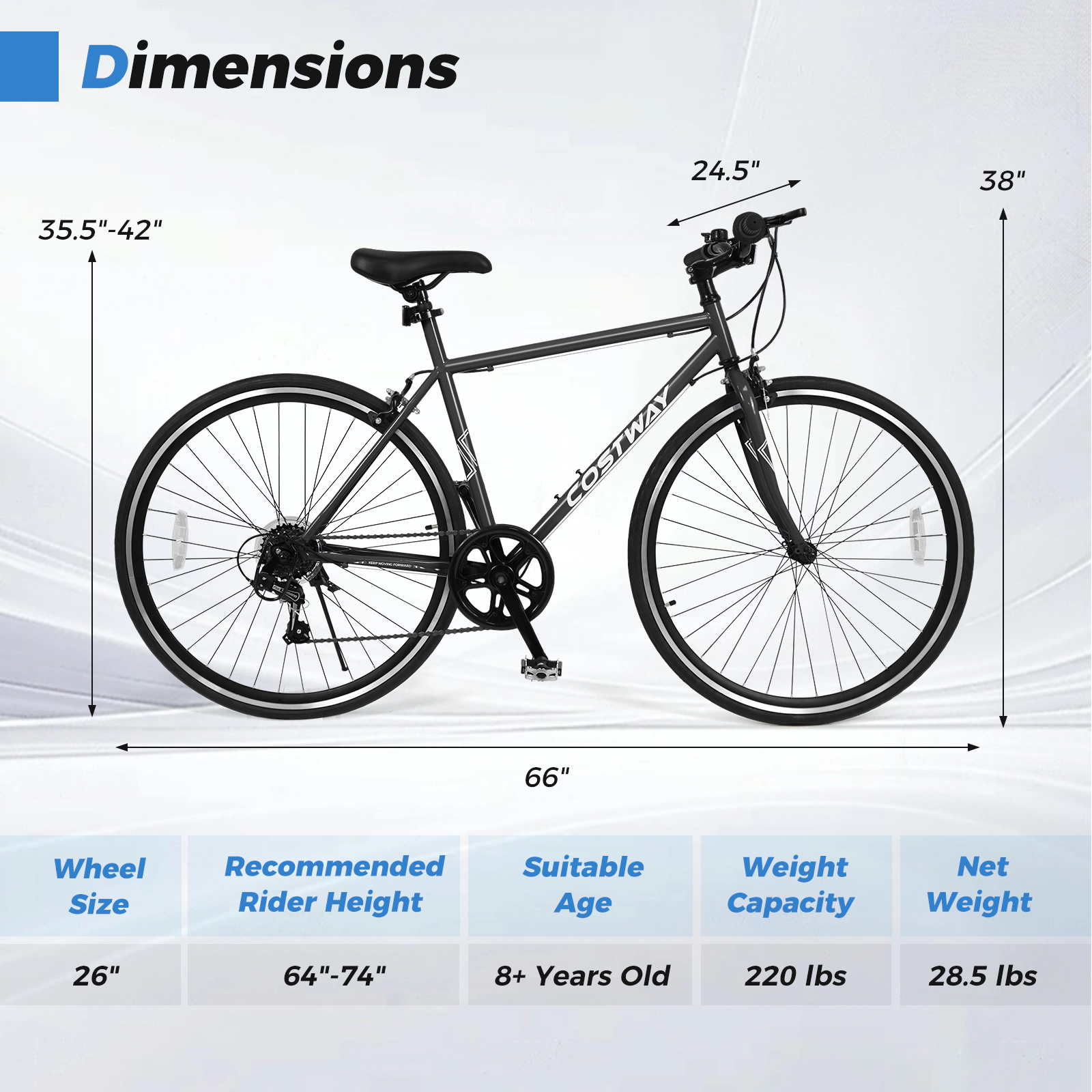 LJG Kids 26 Inch Mountain Bike Adjustable with 6-Speed and All-Terrain Rubber Wheels