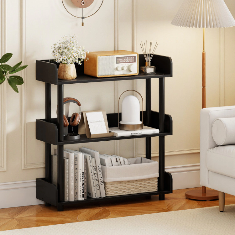 Hivvago 3-Tier Bookshelf with Anti-Tipping Kit and Industrial Storage Unit for Living Room