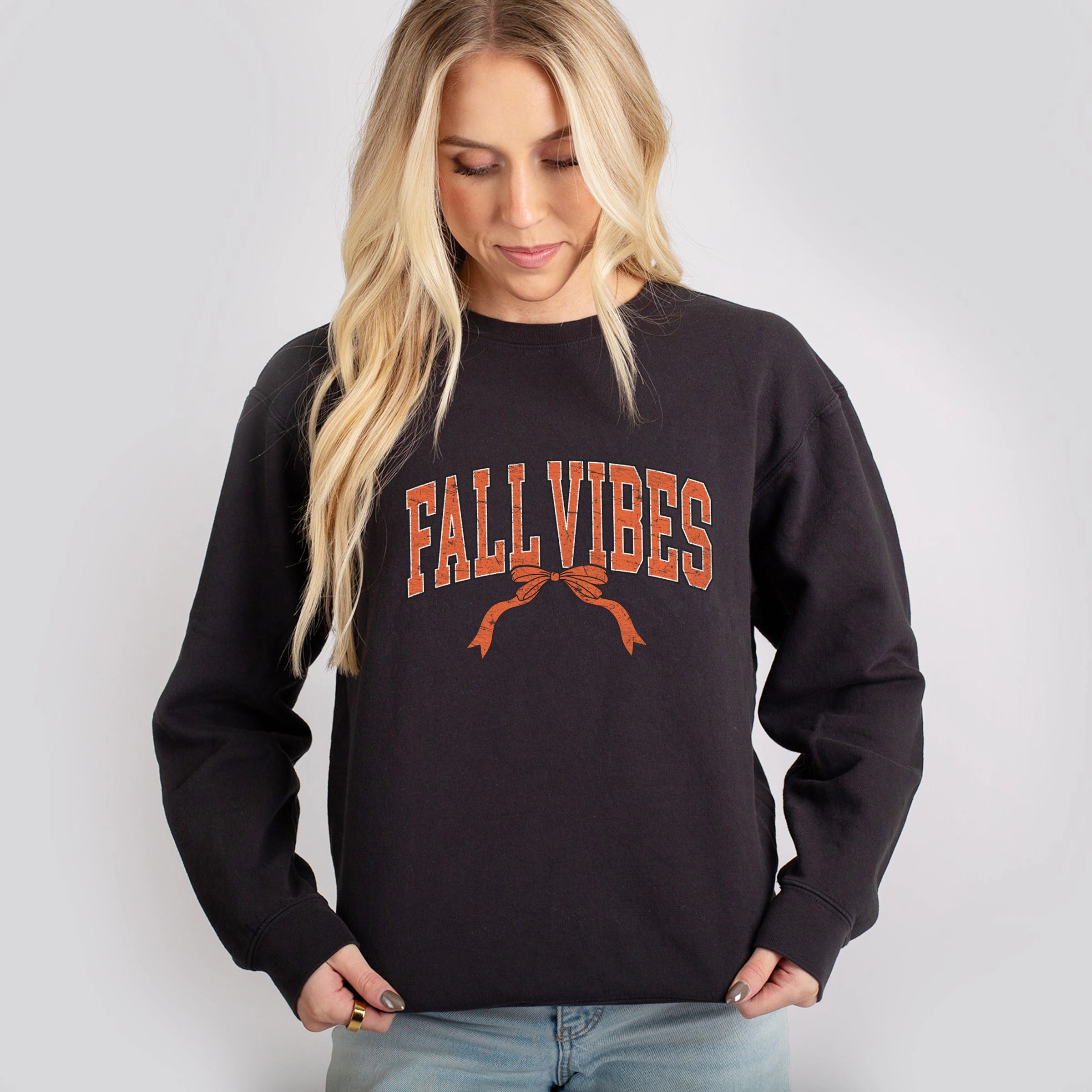 Simply Sage Market - Women's Lightweight Garment Dyed Sweatshirt Varsity Fall Vibes Coquette