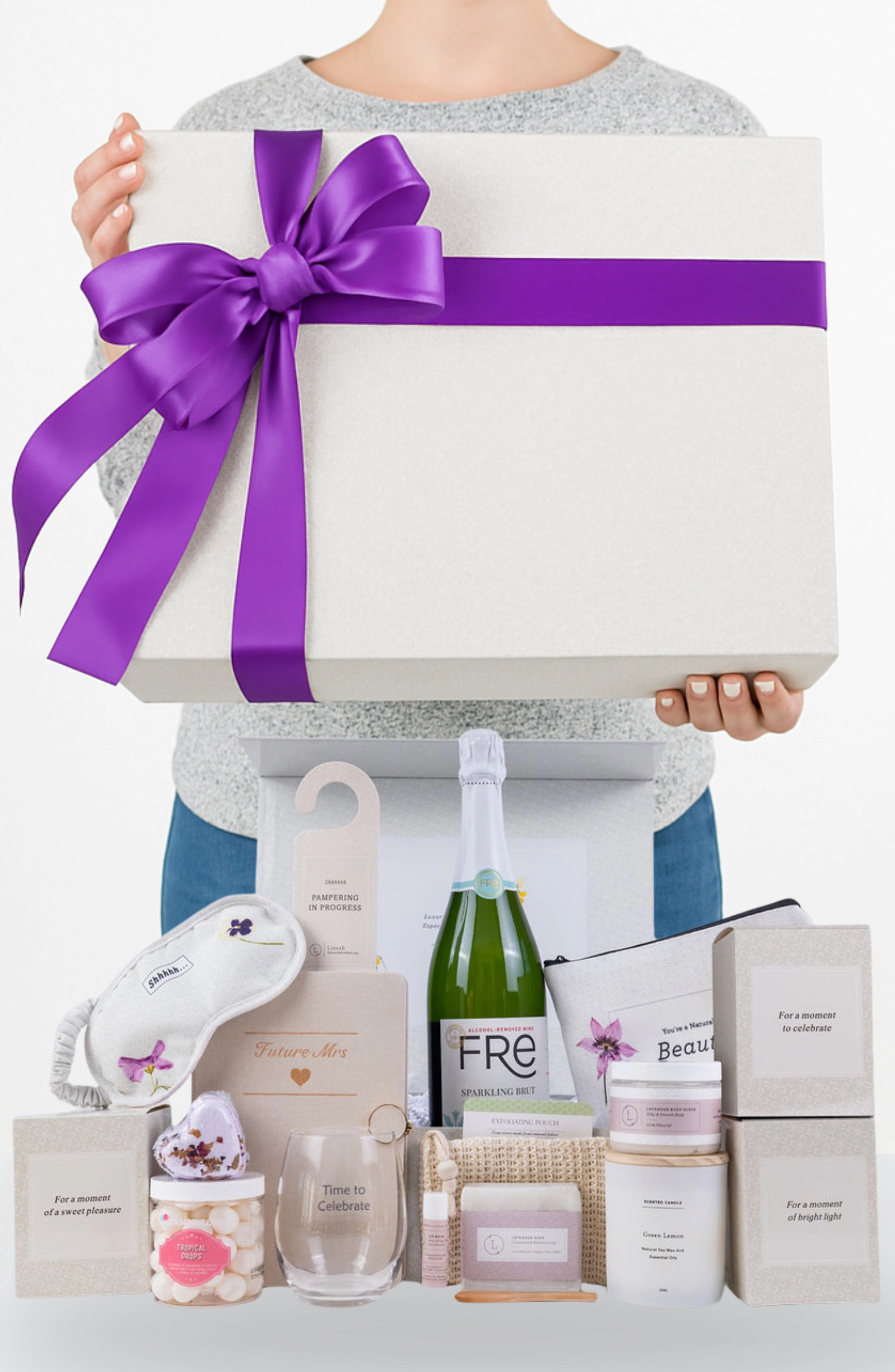 Bride-to-Be Lavender Gift Box, Bridal Shower Spa Basket