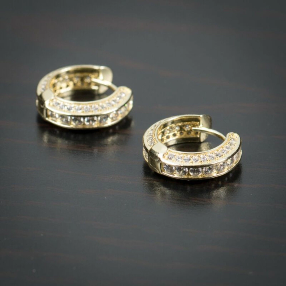 Hypoallergenic Cubic Zirconia Ice Crystal Huggie Cartilage Hoop Cuff Earrings